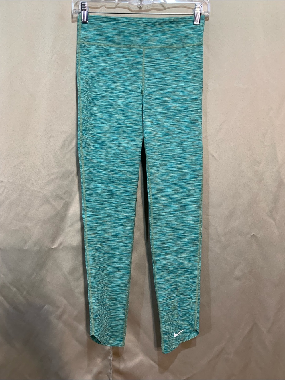 Nike Teal Space-Dye Kids' Leggings waist 14 inseam 26 #25/1